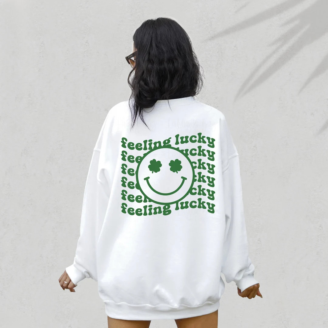 Smiley Face Feeling Lucky St. Patricks Day Oversized - Etsy | Etsy (US)