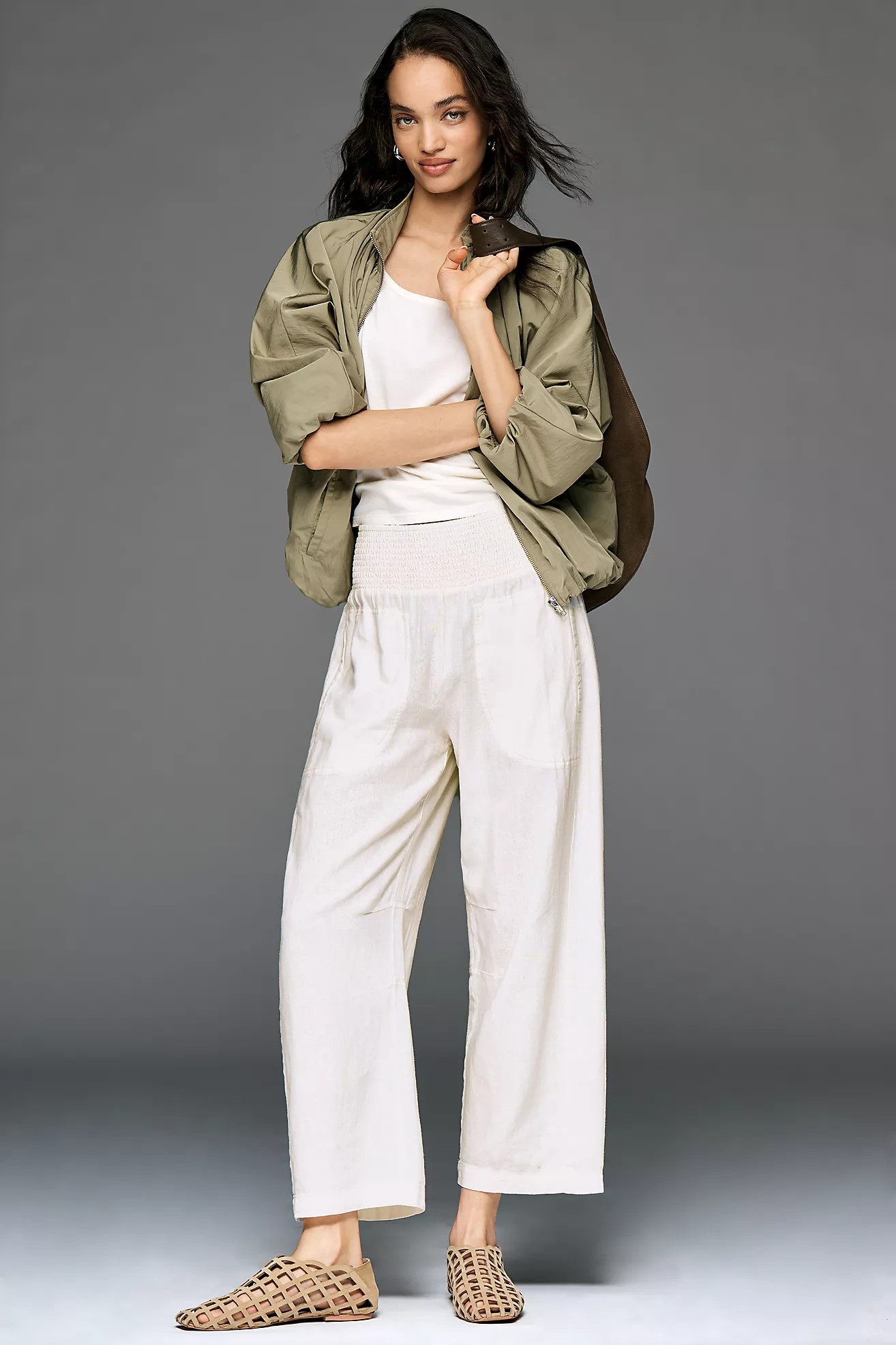 The Reese Linen Blend Pull-On Barrel Pants by Pilcro | Anthropologie (US)