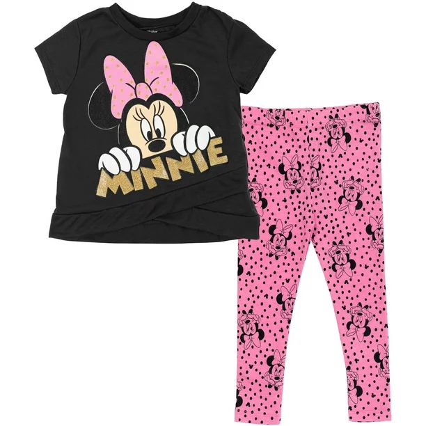 Disney Minnie Mouse Infant Baby Girls Crossover T-Shirt and Leggings Outfit Set Infant to Little ... | Walmart (US)