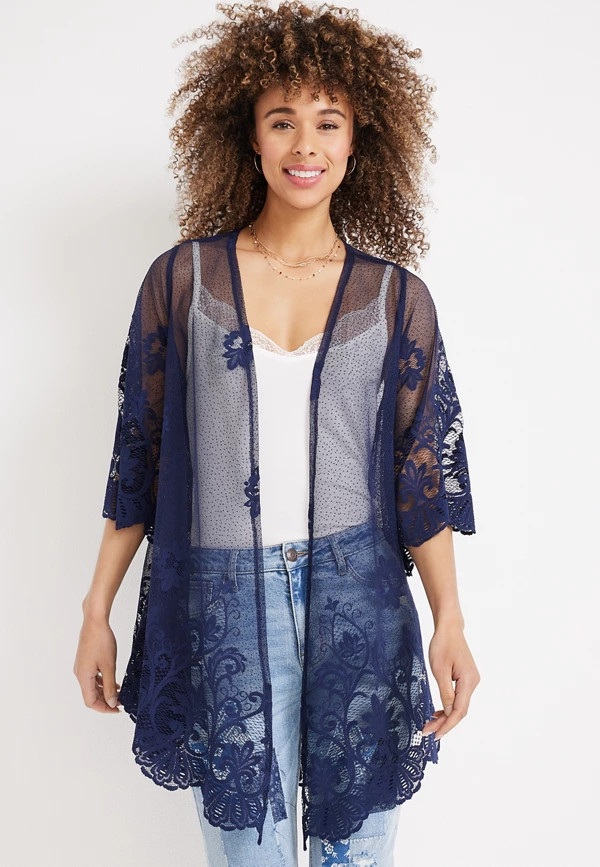 Blue Lace Kimono | Maurices