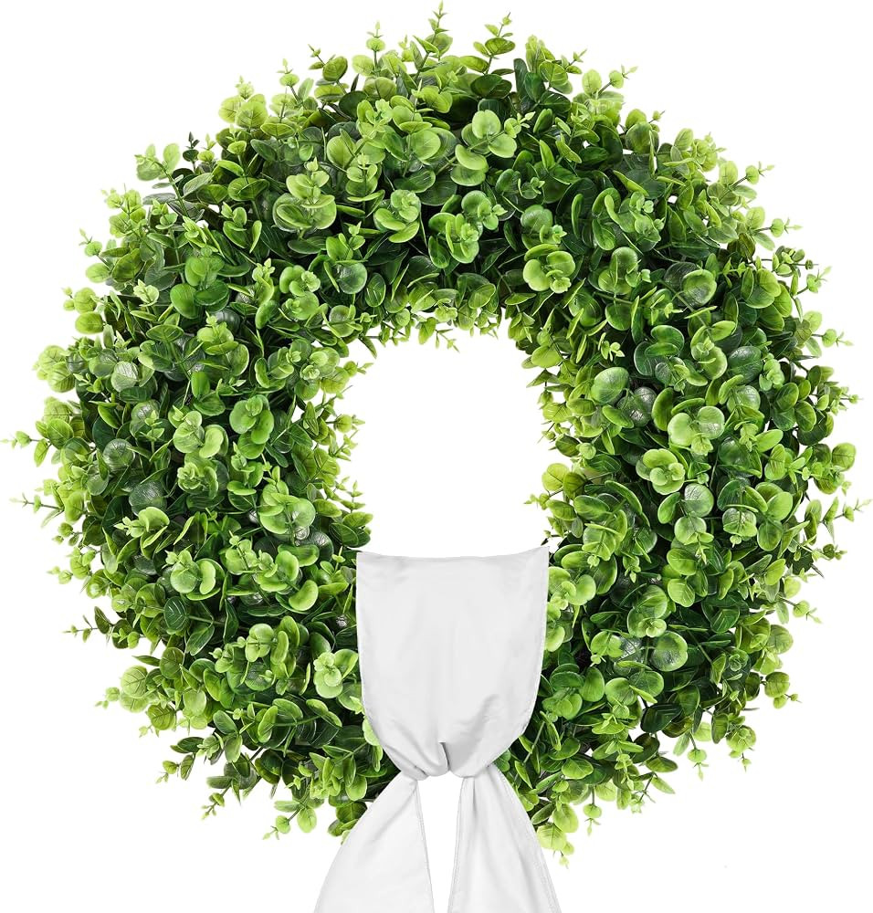 Vlorart 24 Inch Boxwood Wreath, Artificial Boxwood Wreath Front Door Wreaths Artificial Spring Su... | Amazon (US)