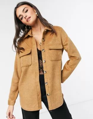 Object textured shacket in camel | ASOS (Global)