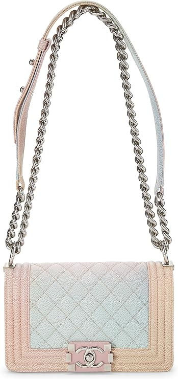 Amazon.com: Chanel, Pre-Loved Rainbow Quilted Caviar Boy Bag Small, Pink : Luxury Stores | Amazon (US)
