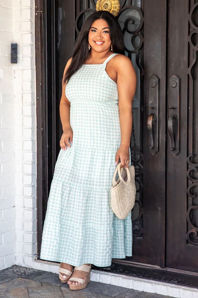 Sweet Bliss Green Gingham Maxi Dress | Pink Lily