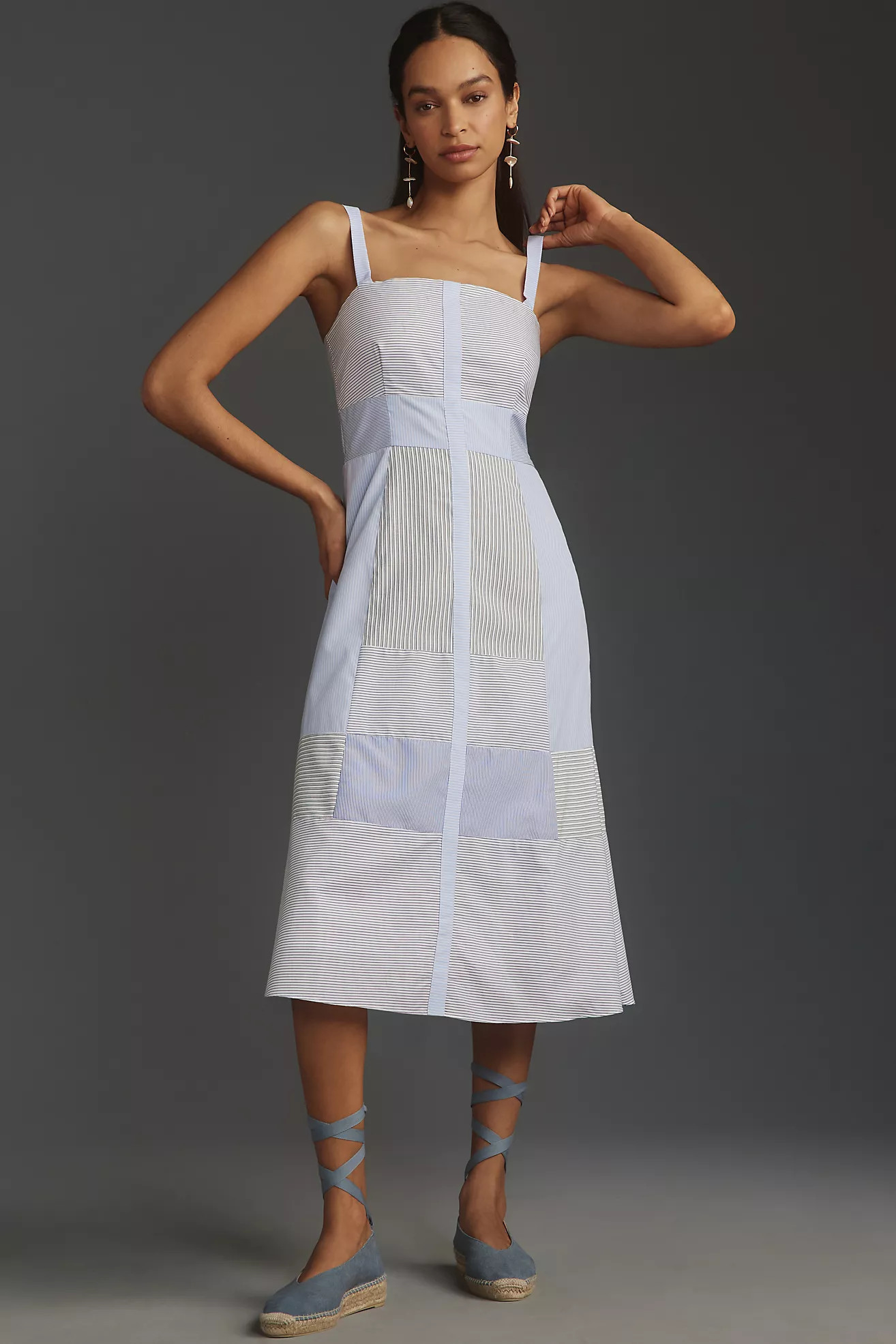 English Factory Sleeveless Patchwork Midi Dress | Anthropologie (US)