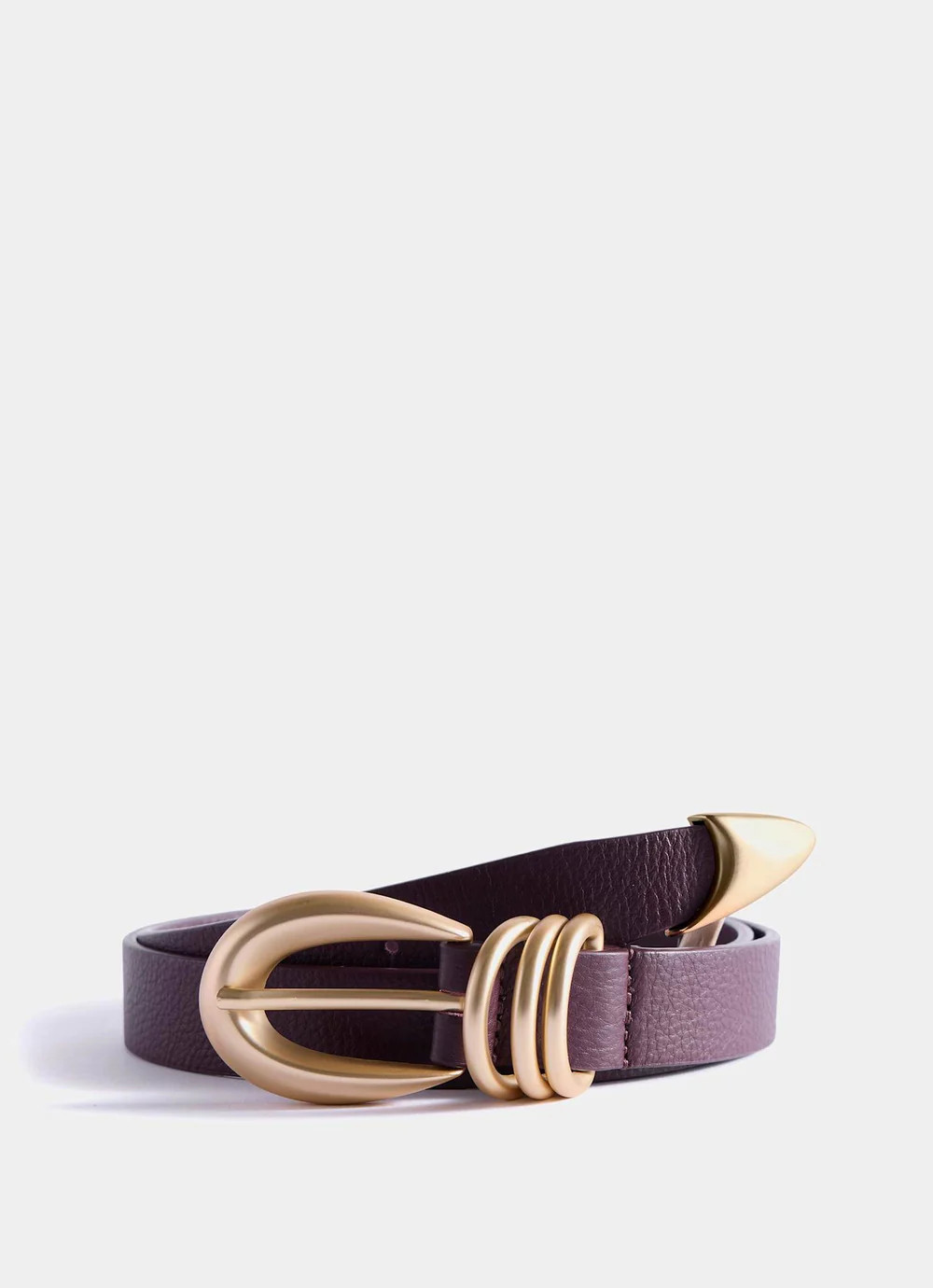 Burgundy Leather Slim Belt | Mint Velvet