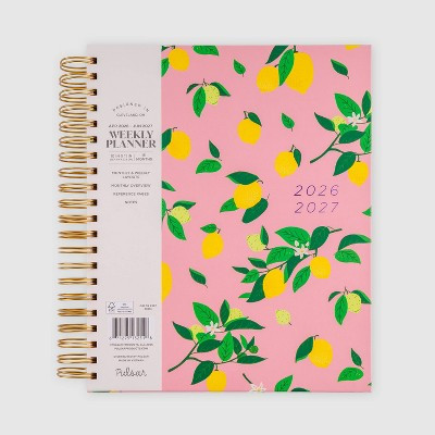 Pulsar Eco Products 9"x11" 2026-2027 Planner Large Hardcover Spiral Pink Lemons 15 months | Target