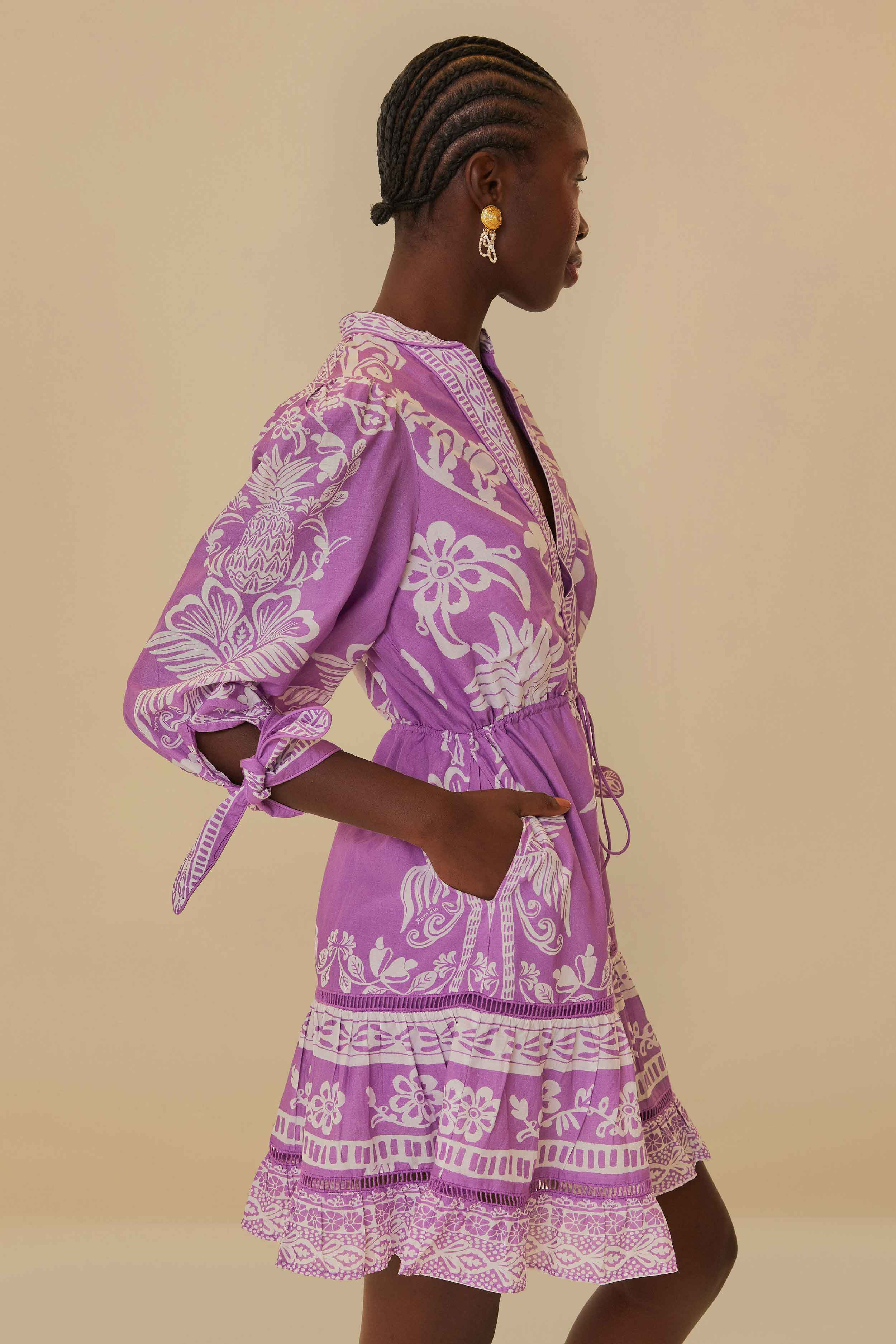 Lilac Sweet Garden Mini Dress | FarmRio (US)