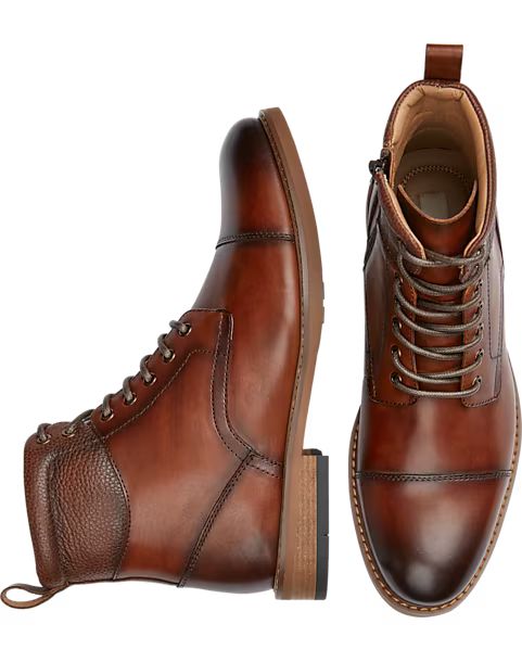 Joseph Abboud Cap Toe Lace-Up Ankle Boot, Cognac | The Men's Wearhouse