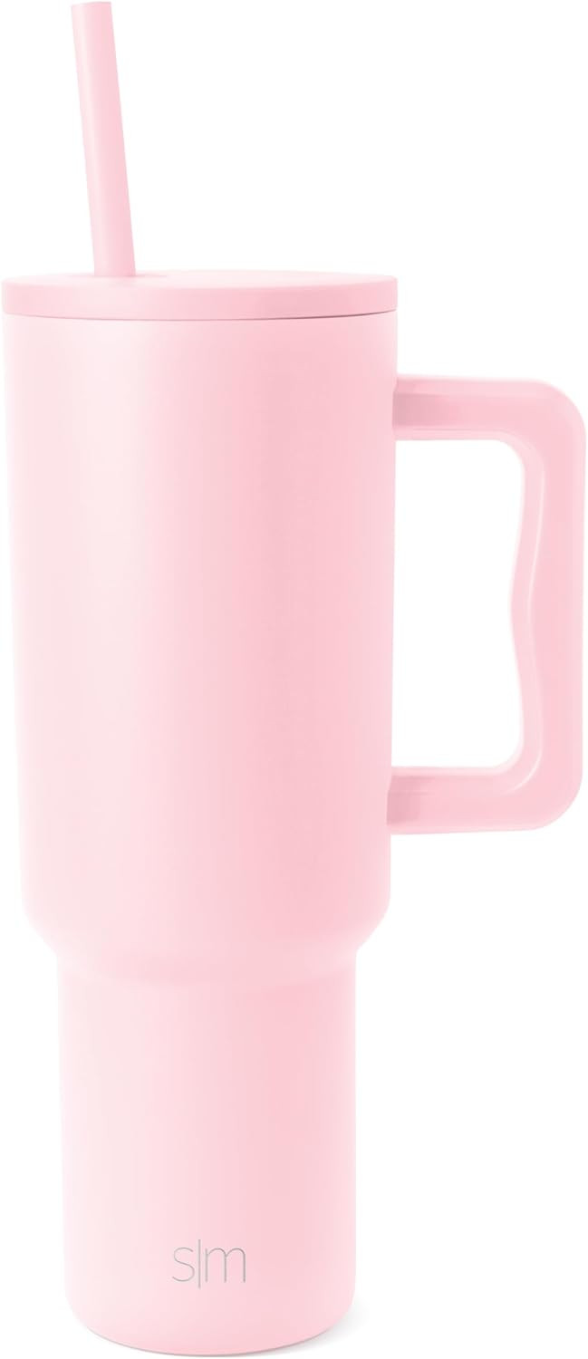 Simple Modern 40 oz Trek Tumbler with Handle and Straw Lid | Cup Holder Friendly Insulated Stainless Steel Travel Mug | Blush | Amazon (US)