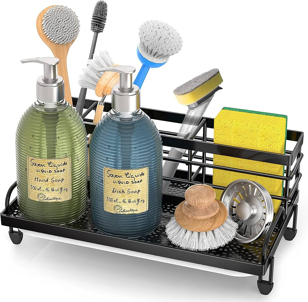 Cisily Kitchen Sink Caddy Organizer, Rustproof Non-Slip Soap Dish Dispenser Brush,Sponge Holder S... | Amazon (US)