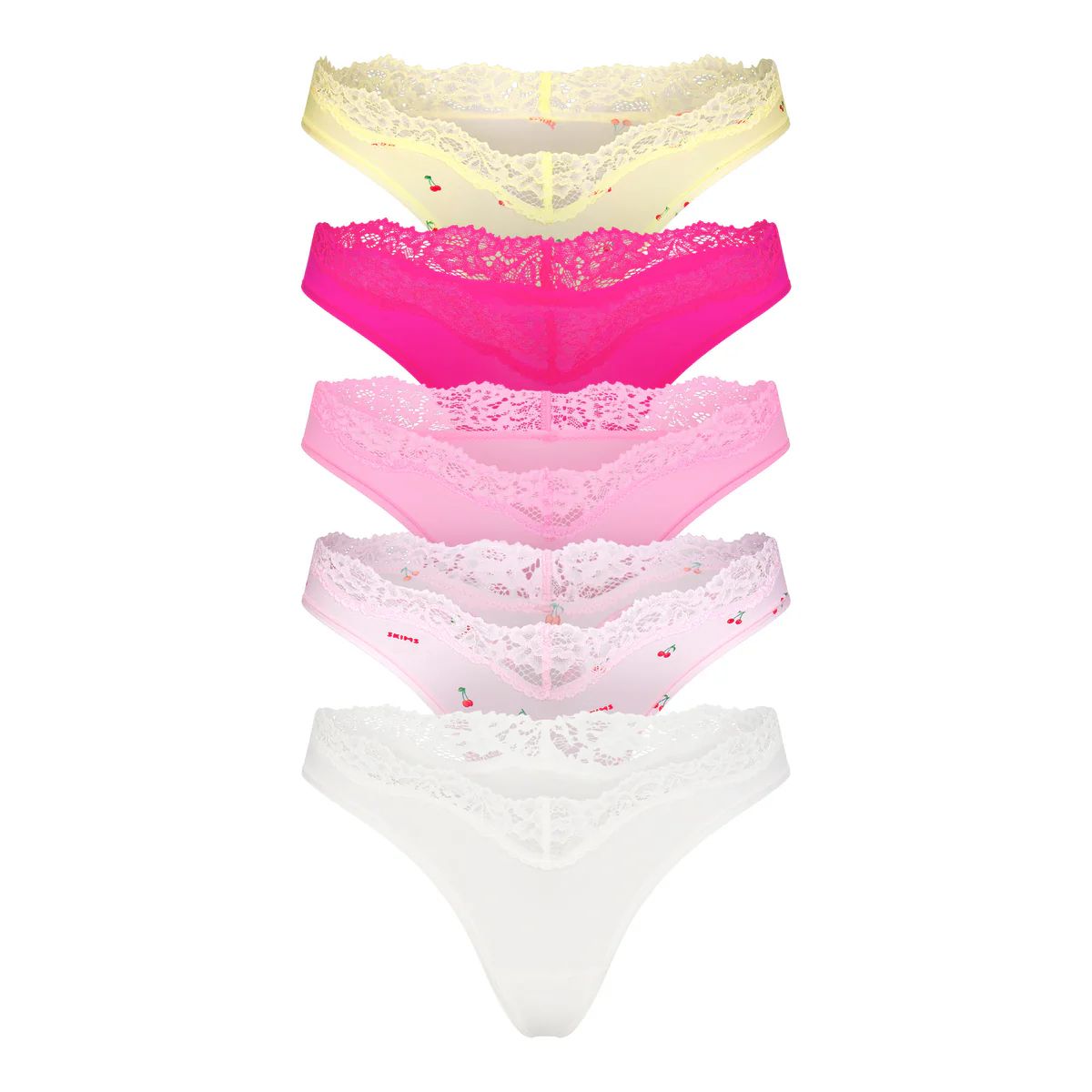 FITS EVERYBODY LACE DIPPED THONG 5-PACK | CHERRY PRINT MULTI | SKIMS (US)