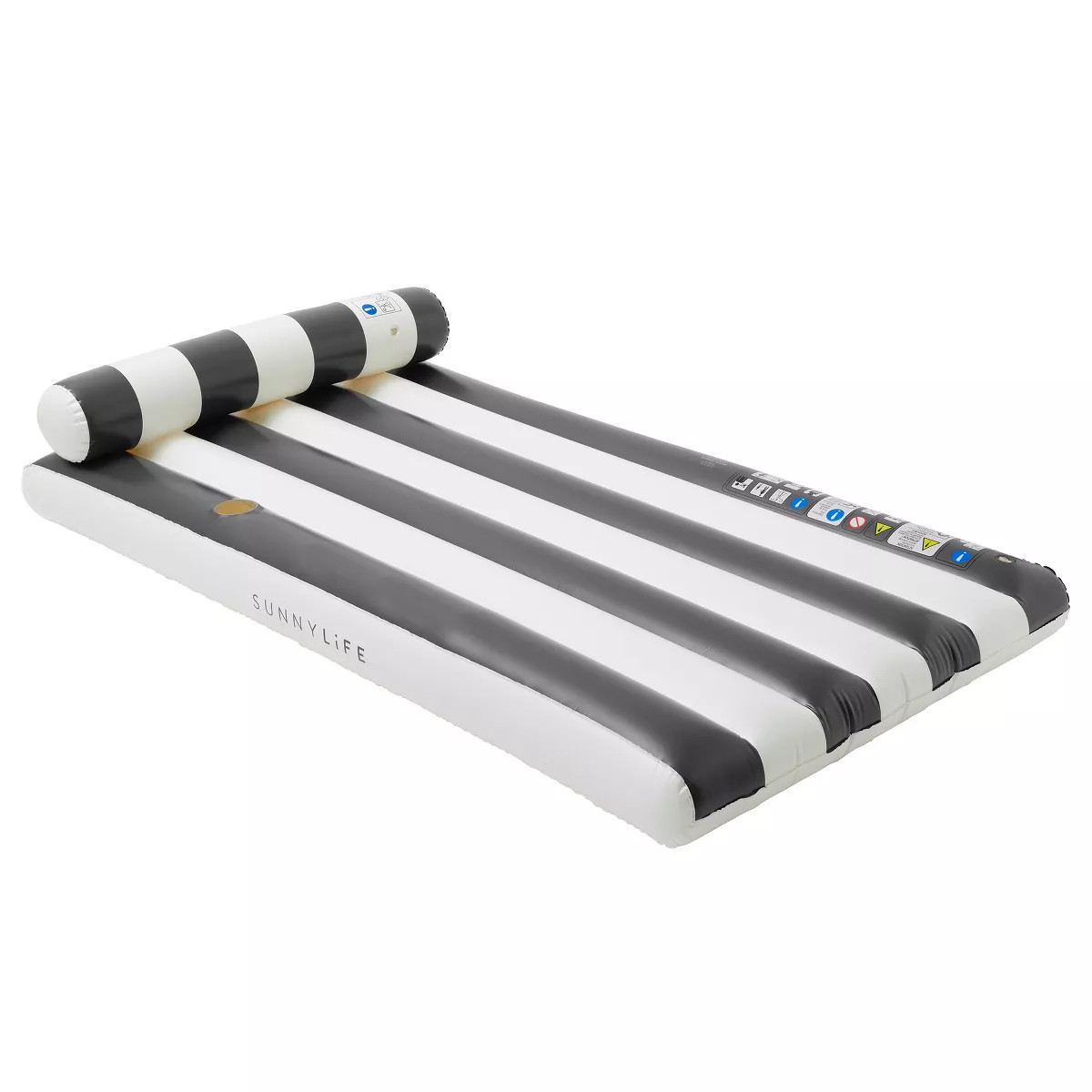Sunnylife Luxe Lilo - Black Stripe - 70x41" Inflatable Float, Headrest | Target