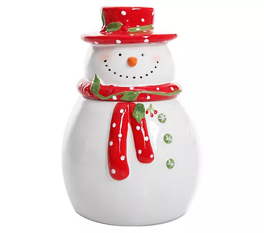 Gibson Home Jolly Plenitude 7-1/2" Snowman Cookie Jar - QVC.com | QVC