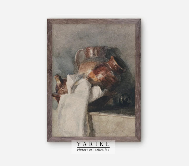 Vases Still Life Painting Rustic Vases Neutral Vintage Wall - Etsy | Etsy (US)