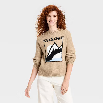 Women's Alpine Crewneck Pullover Sweater - Universal Thread™ Brown | Target