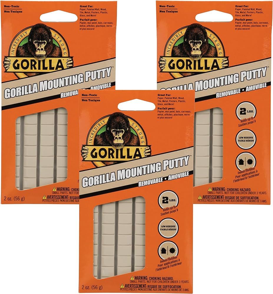Gorilla Mounting Putty, Non-Toxic Hanging Adhesive, Removeable & Repositionable, 84 Pre-Cut Squar... | Amazon (US)
