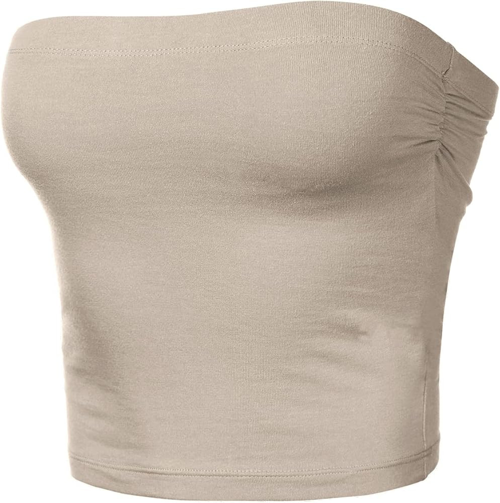 Women's Tube Crop Tops Strapless Cute Sexy Cotton Basic Solid Casual Cami Tops | Amazon (US)