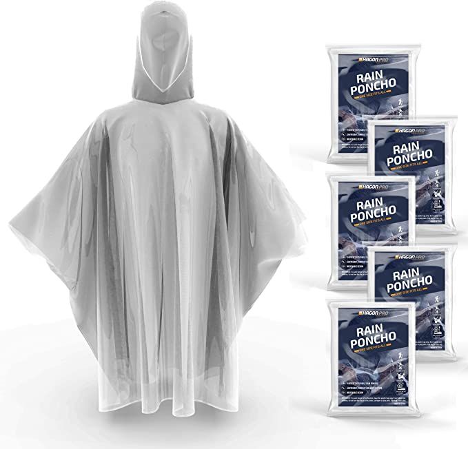 Hagon PRO Disposable Rain Ponchos for Adults (5 Pack) | Amazon (US)