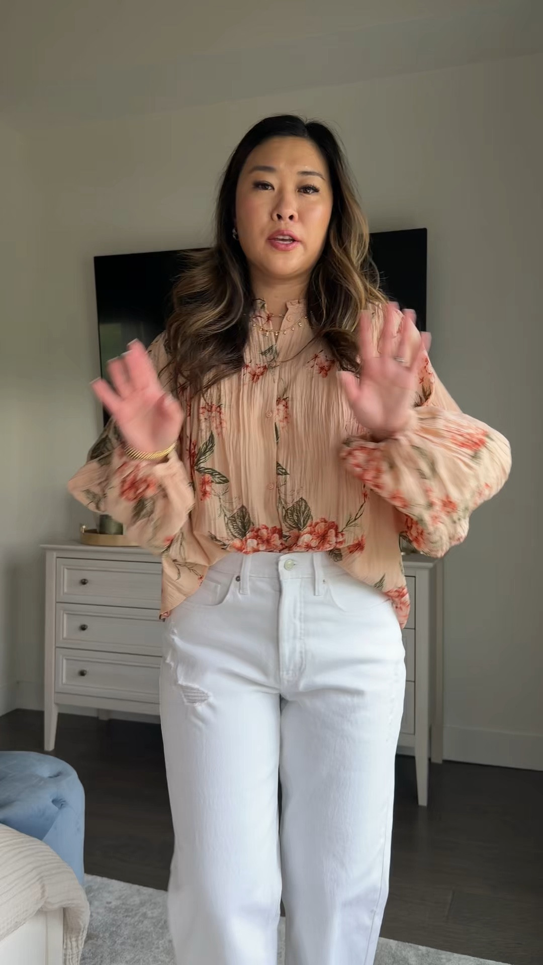 Walmart Chic Outfit 
Blouse: Small
White Denim: 8