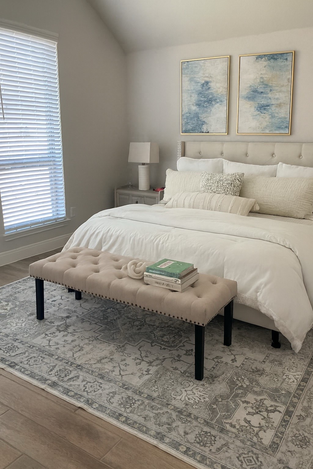 Cozy Neutral Bedroom with Elegant Wall Art


Create a peaceful retreat with this cozy neutral bedroom design 🤍 A tufted bed frame, layered white bedding, and a vintage-inspired rug set the tone for timeless comfort. The look is finished with soft textures, a tufted bench, and calming abstract wall art that ties everything together. Perfect inspiration for modern, elegant bedroom décor. #BedroomInspo #HomeDecor


#BedroomGoals #NeutralHomeDecor #BedroomInspiration #CozyBedroom #PinterestHome #InteriorDesignInspo #HomeDecorIdeas #NeutralStyle #ModernBedroom #HomeStyling 

 