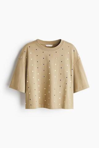 H & M - Embellished T-shirt - Beige | H&M (US + CA)