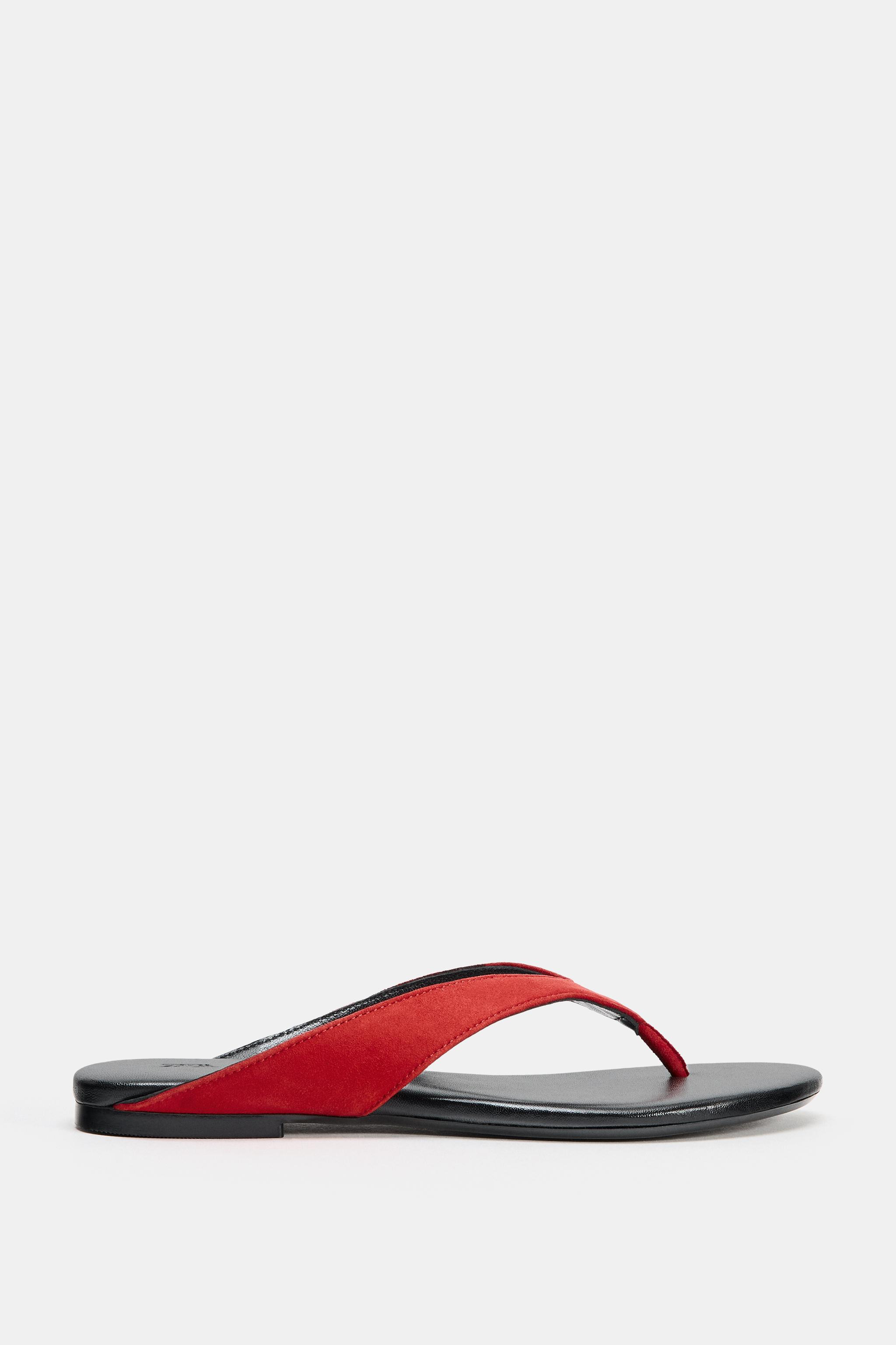FLAT LEATHER SANDALS | Zara UK