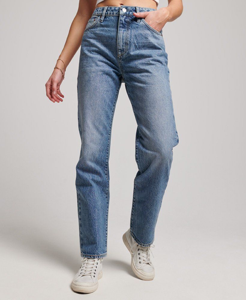 Superdry Organic Cotton High Rise Straight Jeans - Womens Womens Jeans | Superdry (UK)