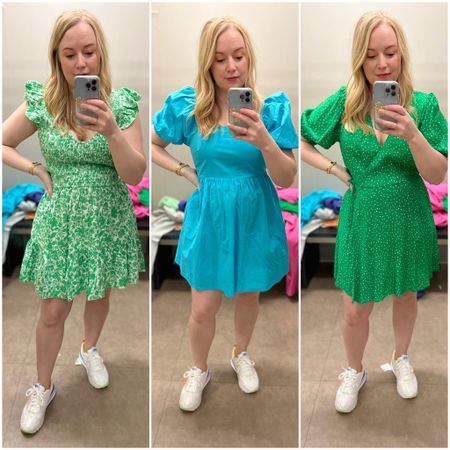 Spring is in full force with these dresses. In a medium in all three. Im a size C chest and the third was a touch big in the top. Keep in mind it's a faux wrap dress so you can't customize the top. These would make for the perfect graduation dress, wedding guest dress, girl's day out. The options are endless. #hocspring 

