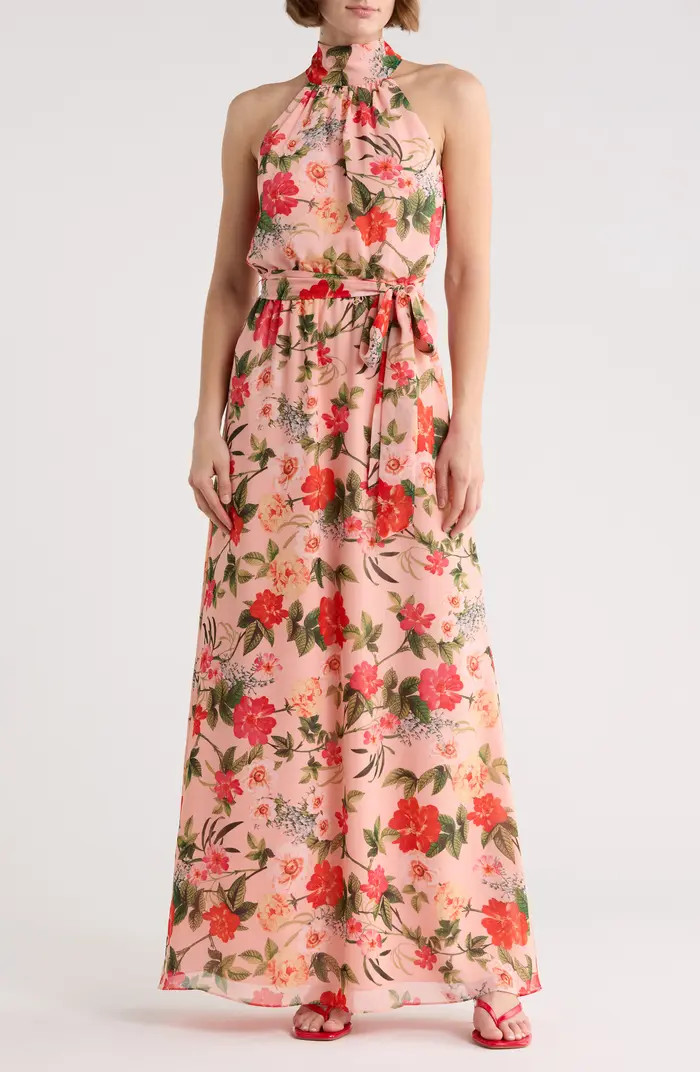 Eliza J Floral Halter Neck Sleeveless Maxi Dress | Nordstromrack | Nordstrom Rack