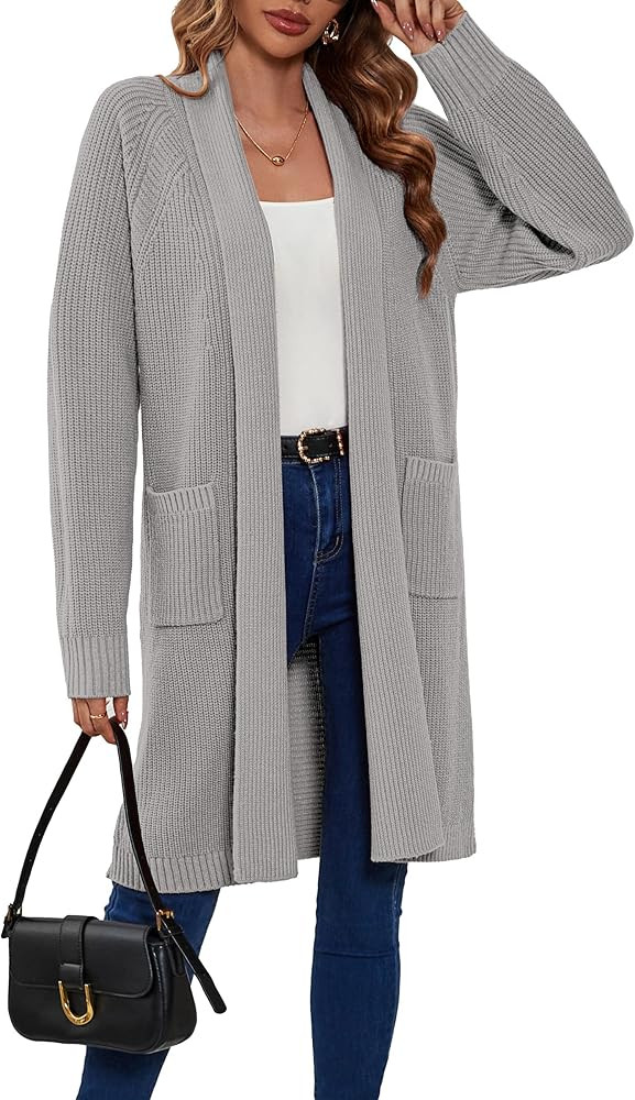 SuperPrity Cardigan Sweaters for Women Fashion 2024 Casual Open Front Knit Coat Long Sleeve Coati... | Amazon (US)