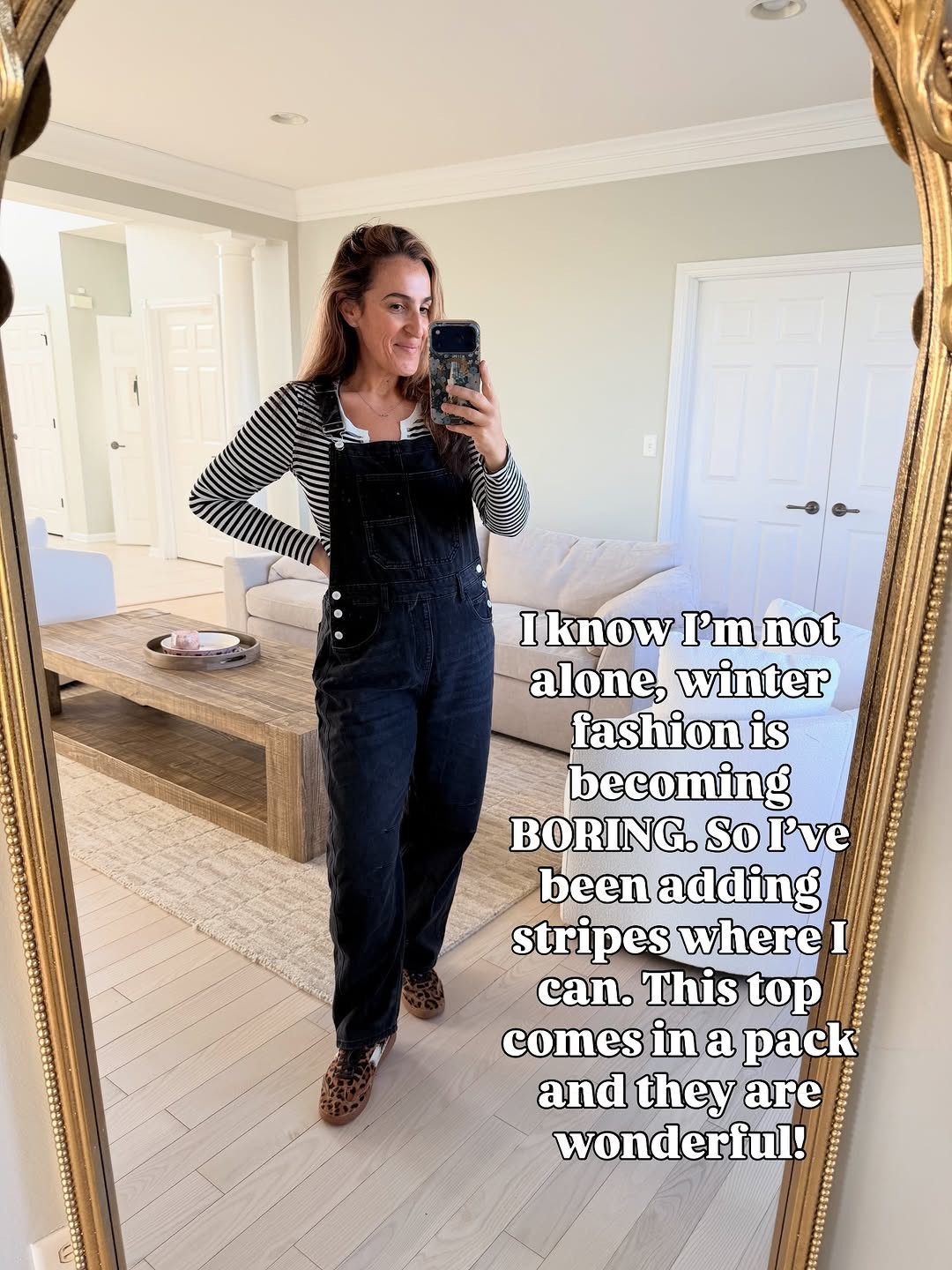 Cute outfit, spring transition outfit. Wearing a medium in all. 

#overalls #strips #realisticoutfit
 

 #LTKmomlife #LTKSeasonal #LTKOver40