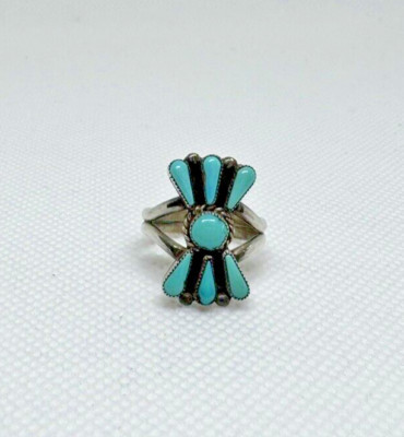 Zuni Native American Petit Point Turquoise Cluster Ring Size 6   | eBay | eBay US