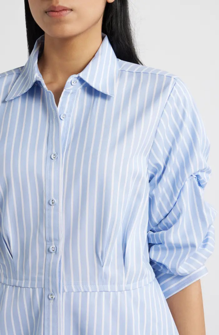 Pinstripe Button-Up Tiered Peplum Shirt | Nordstrom