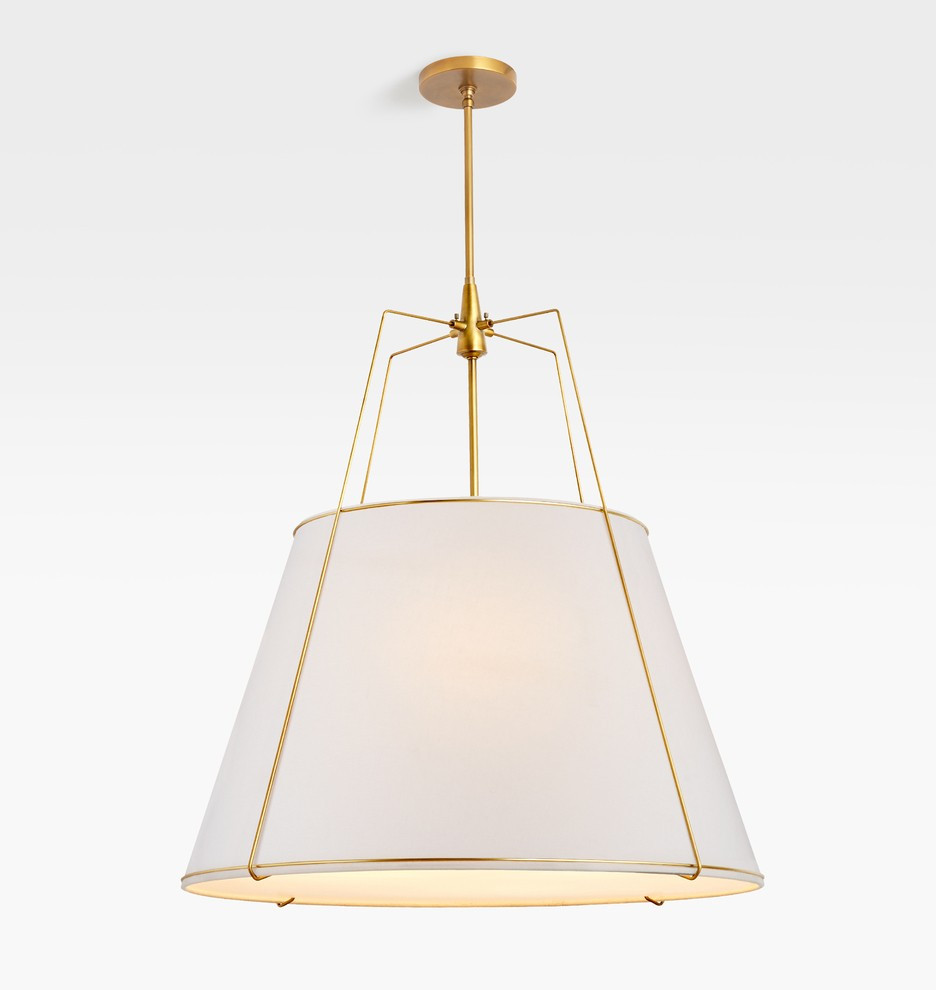 Conical 30" Aged Brass Pendant with Sand Shade
 | Rejuvenation | Rejuvenation