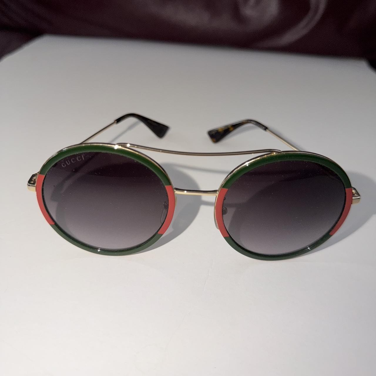 Gucci Women's Round Sunglasses - Green/Multi | Depop US