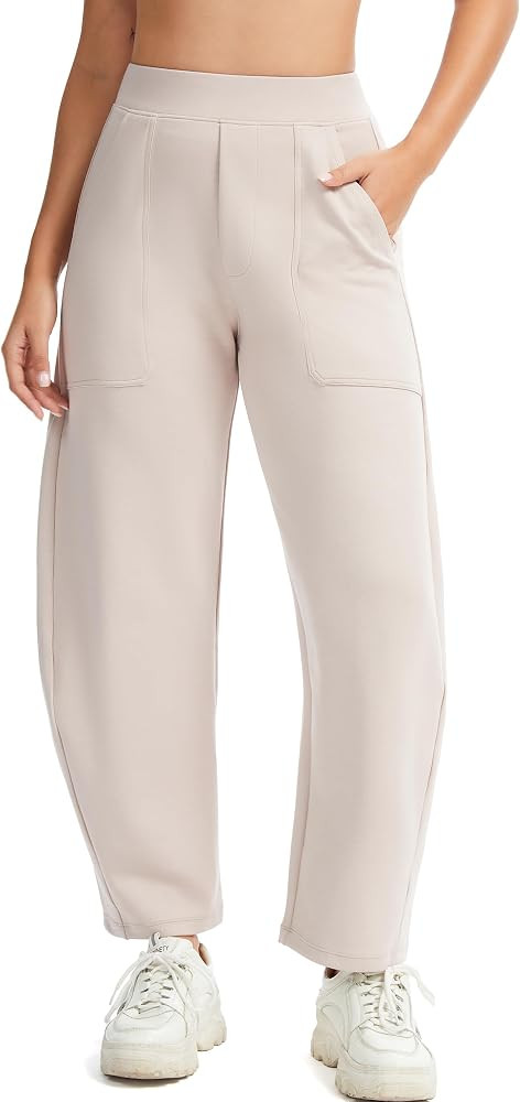 Womens Baggy Wide Leg Pants Barrel Leg Sweatpants Casual Elastic Waisted Stretch Travel Pants wit... | Amazon (US)