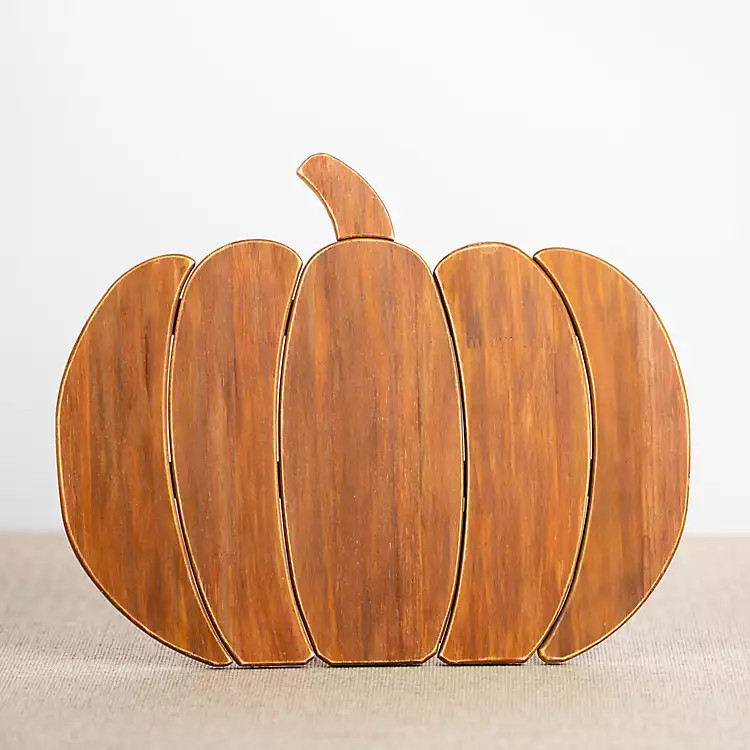 Distressed Orange Wood Pumpkin Decoration | Kirkland's Home