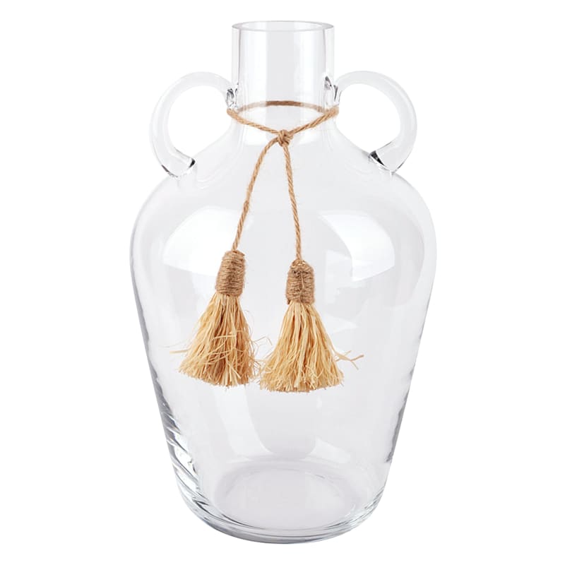 Honeybloom Clear Glass Vase with Tassels, 12.5" | At Home