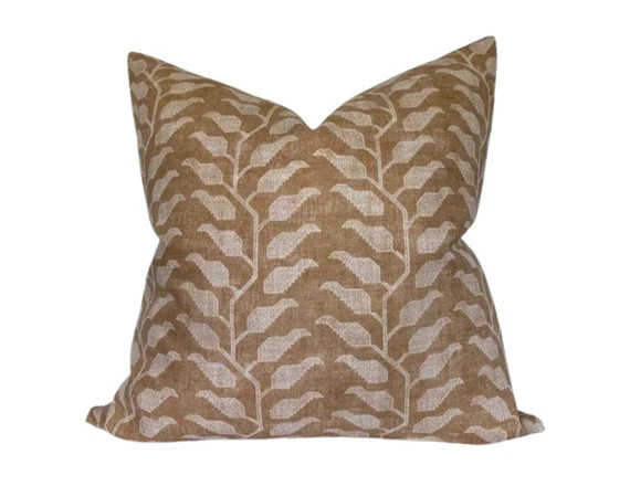 Folio Floral Pillow Cover in Ochre, Designer Pillow Covers, Decorative Pillows | Etsy (US)