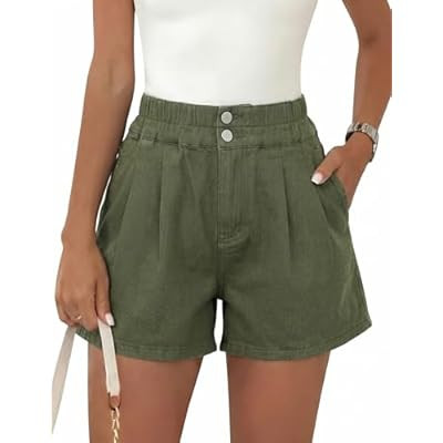 Nitzana Women's Denim Shorts Summer Baggy Elastic High Waisted Wide Leg Jean Shorts… | Amazon (US)