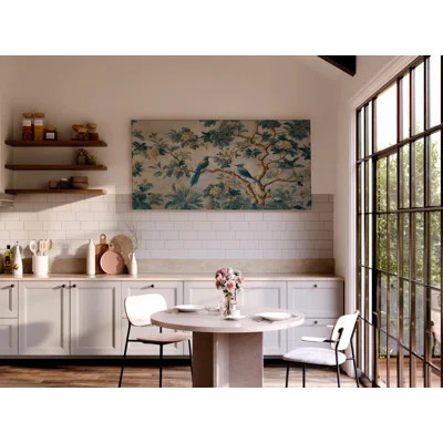 Blue Birds Floral Wall Art – Chinoiserie Botanical Canvas, Vintage Nature Inspired Wall Décor | Wayfair North America