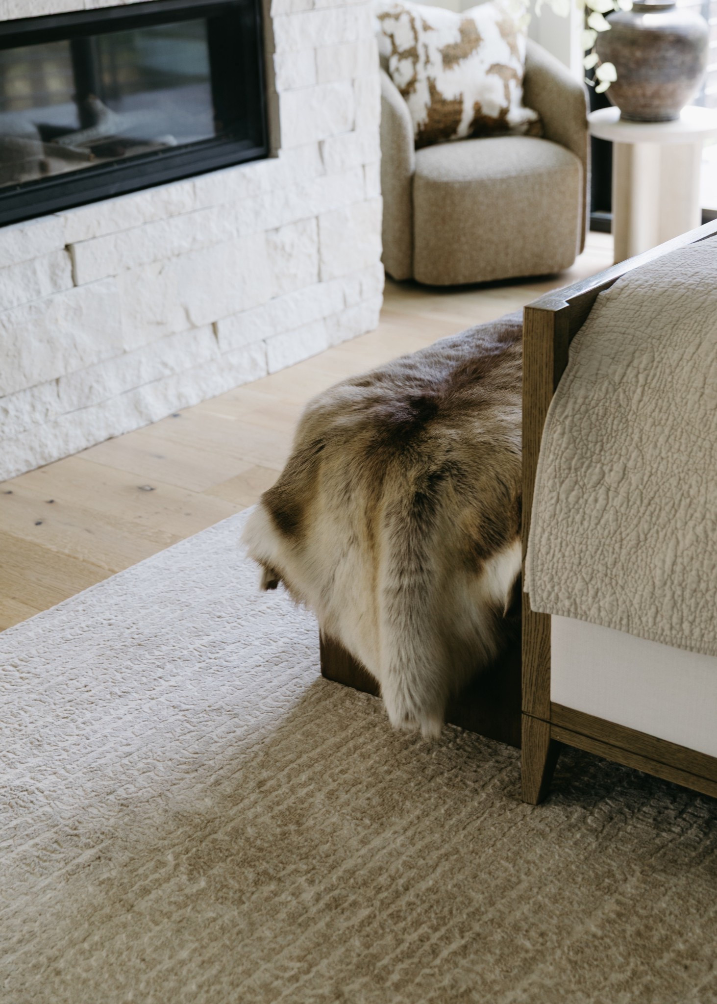 This reindeer hide is absolutely stunning. It makes the bedroom feel so cozy for fall and I love all of the dimension. Fall bedroom details linked below.

#LTKStyleTip #LTKSeasonal #LTKHome