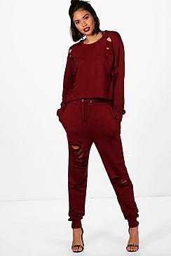 Distressed Jogger & Sweat Set | Boohoo.com (US & CA)