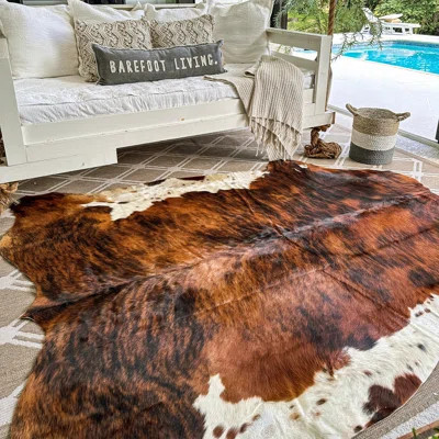 Brown Brindle Tricolor Cowhide Rug, Premium Quality Genuine Leather Hide | Wayfair North America