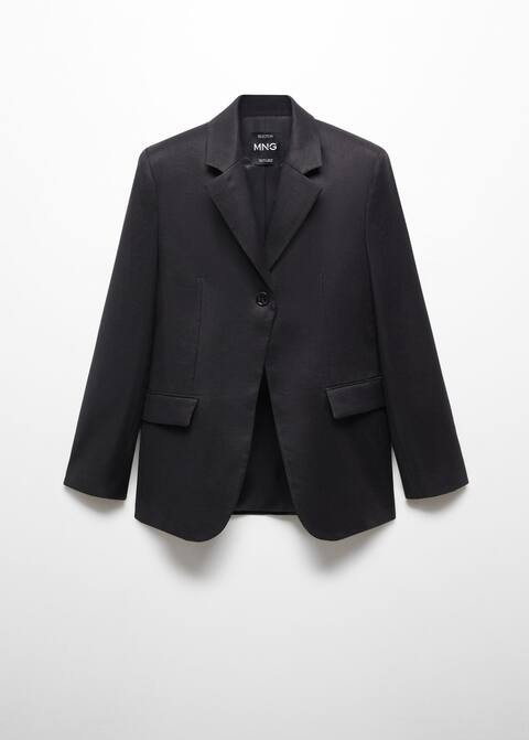 Linen button blazer -  Women | Mango United Kingdom | MANGO (UK)