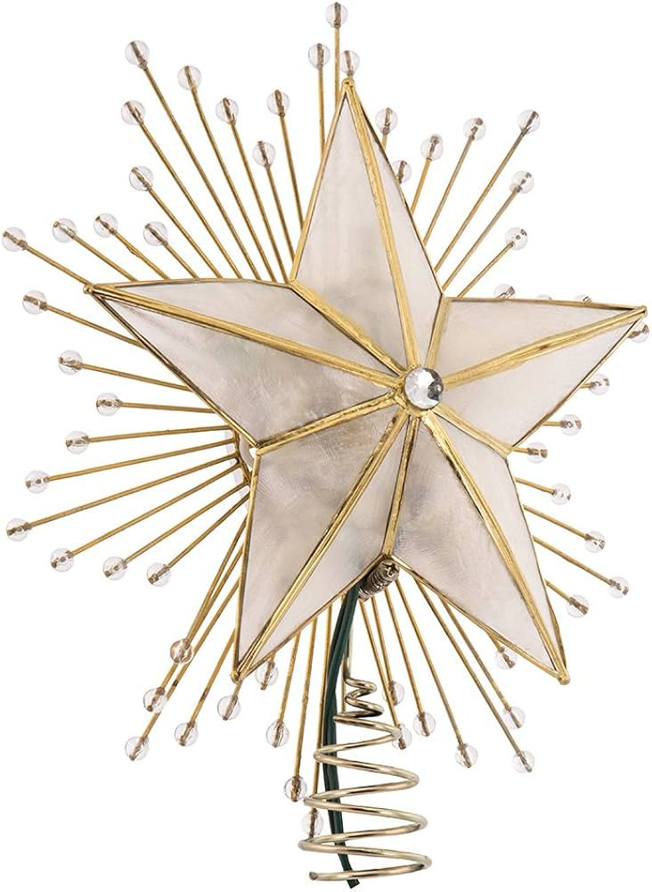 Kurt Adler 10-Inch 5-Point Capiz Star Treetop with Rays and Beads | Amazon (US)