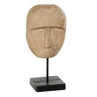 LITTON LANE Natural Teak Wood Mask on Stand, 8 in. x 15.5 in.-28437 - The Home Depot | The Home Depot