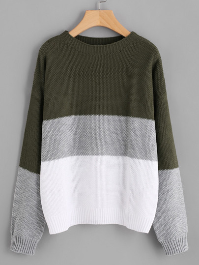 SHEIN Color Block Drop Shoulder Sweater | SHEIN