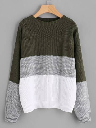 SHEIN Color Block Drop Shoulder Sweater | SHEIN